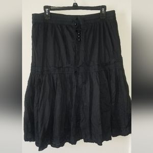 J Crew black button lace trim skirt
